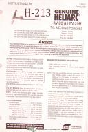 Heliarc HW-20 & HW-20R, Tig Welding Torches, Instruction Manual Year (1998)